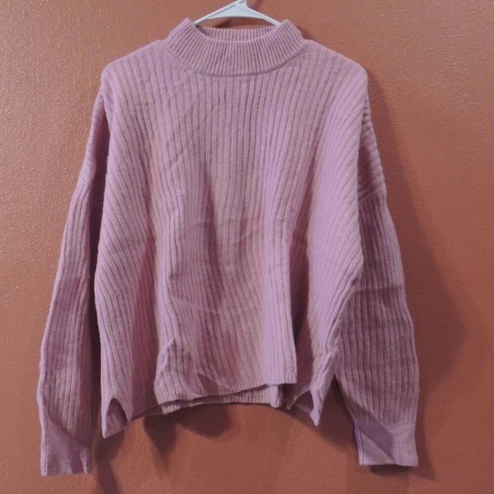 Madewell Sweater Woman X Large Pink Cashmere Wool Blend Crop Top Sweater